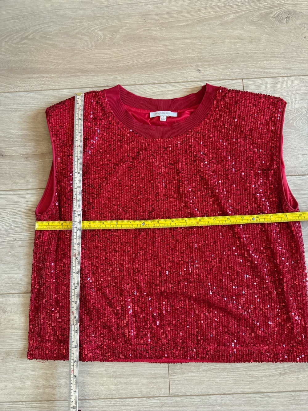 Skies Are Blue Red Sequin Tank Top